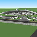 Modern Hillside Boutique Villa Building With Curved Green Roof Outdoor Terrace And Pool Lighting