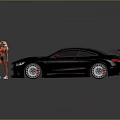 Black Modified Sports Car With Rear Spoiler Red Side Mirrors And Sleek Design