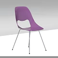 Purple Modern Single Chair With Plastic Seat And Metal Legs Design