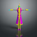 Purple Chinese Style Robe With Yellow Trim On Display Mannequin