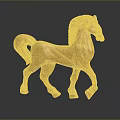 Shiny Golden Horse Sculpture With Metallic Finish And Decorative Design For Art Decor
