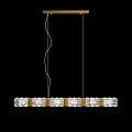 Modern Long Linear Crystal Chandelier With Gold Frame Ceiling Hanging Design 3d model