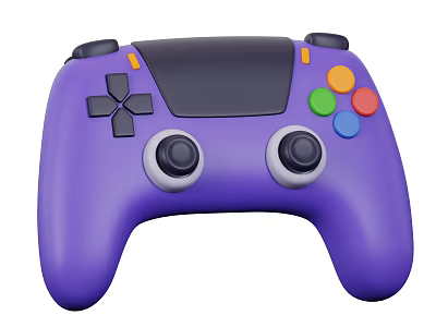 Purple Entertainment Game Controller with Ergonomic Design and Colorful Buttons for Gaming 3d model