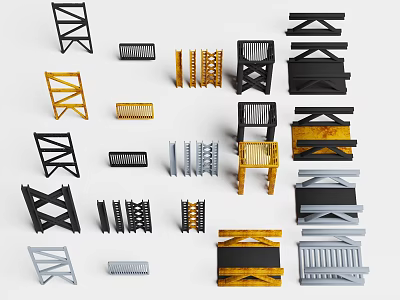 Building Construction Structural Components With Diverse Designs Different Shapes And Multiple Colors 3d model