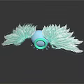 Game Movie Character Blue Sphere With White Wings Green Eye Small Tentacles Floating Reflection