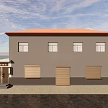 Modern Detached Villa With Orange Roof White Gray Walls Balcony And Front Porch