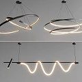 Modern Hanging Pendant Lights With Circular Ring And Wavy LED Light Designs 3d model