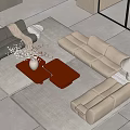 Poliform ERNEST Sofa Coffee Table Combination Bamboo Sofa Corner Sofa 3d model