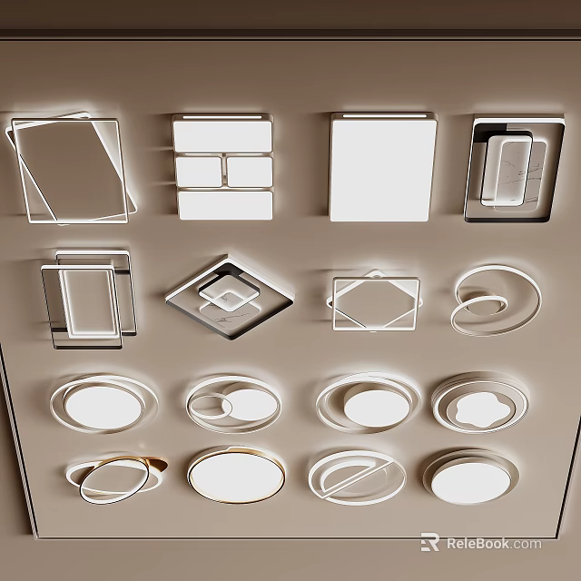 Contemporary Ceiling Lights Featuring Diverse Geometric Round And Square Designs for Home Interiors 3d model 