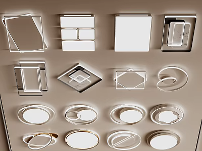 Contemporary Ceiling Lights Featuring Diverse Geometric Round And Square Designs for Home Interiors 3d model