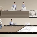 Modern Reception Desk Interior Design With Marble Countertop And Computers For Receptionists 3d model