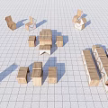 Wooden Landscape Seats with Geometric Shapes and Various Structures for Outdoor Design