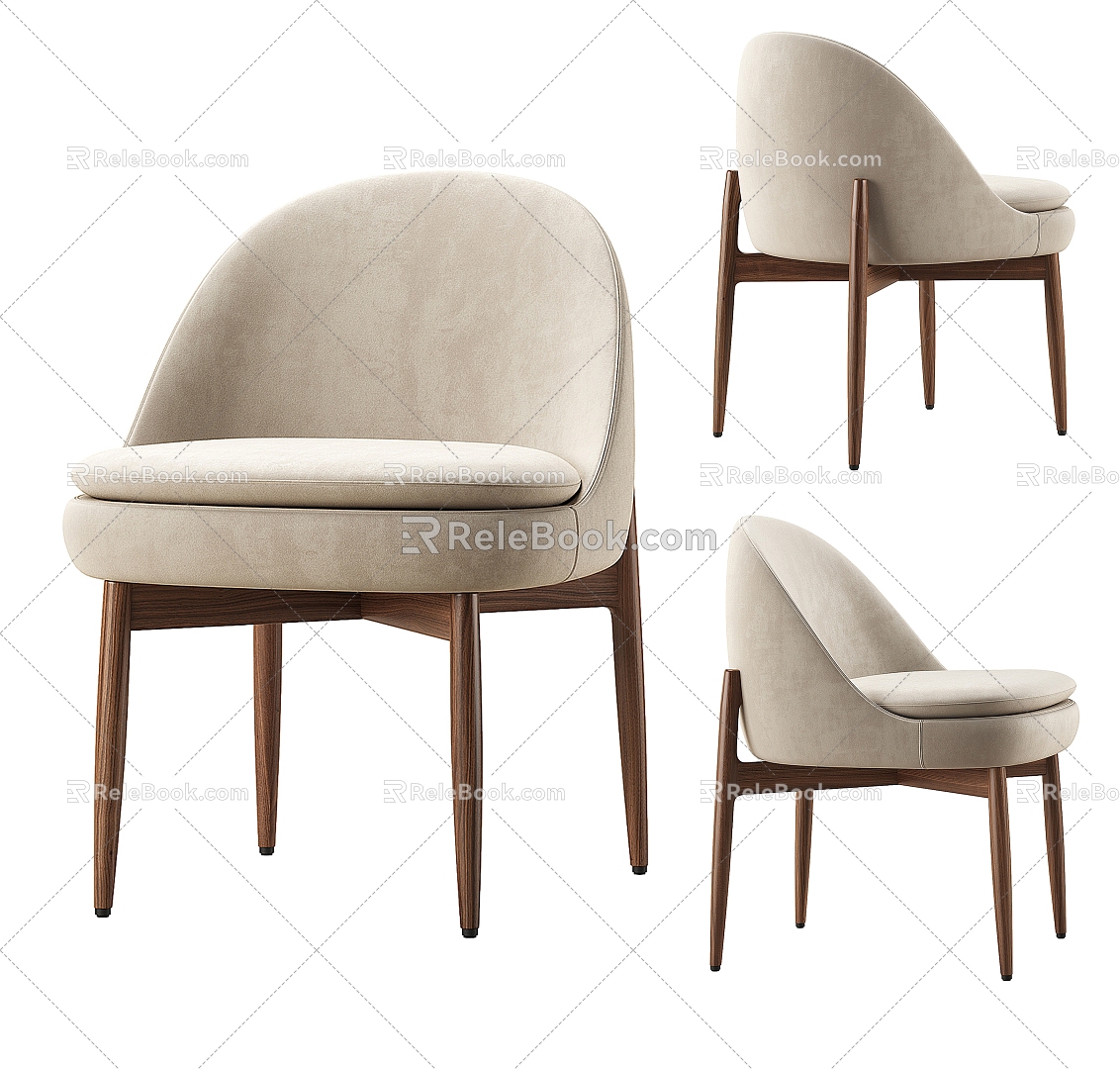 Modern Light Luxury Casual Chair Single Chair Dining Chair 3d model