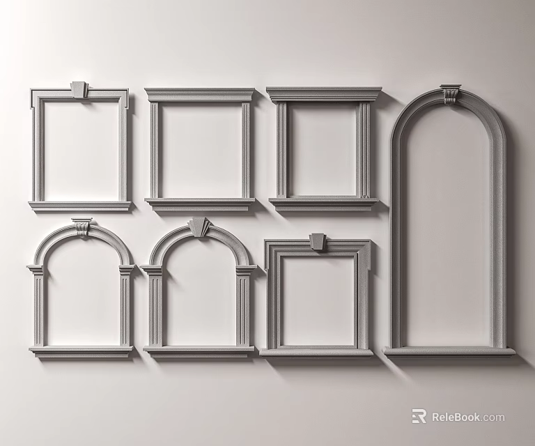 Different Types of Metal Hardware Frames in Square and Arch Shapes for Decoration 3d model 