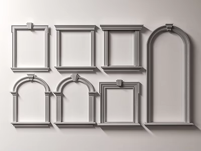 Different Types of Metal Hardware Frames in Square and Arch Shapes for Decoration 3d model