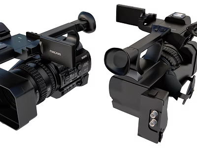 Hitachi Professional Digital Cameras With Ergonomic Handgrip Lens Mounts Design 3d model