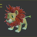 Stuffed Lion Doll Featuring Red Mane Yellow Body Green Eyes And White Paws