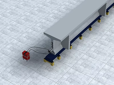 Industrial Equipment Long Structure With Yellow Support Legs And Red Control Box 3d model