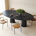 Modern Dining Table and Chair Combination Dining Chair Oval Dining Table 3d model