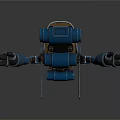 Blue Robot 3D Model Featuring Mechanical Arms And Metallic Body Design 3d model
