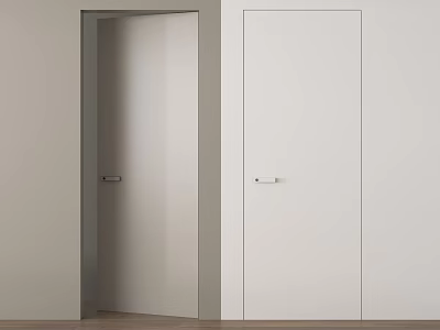 Modern Interior Swing Door Design With White Finish And Sleek Metal Handle For Home 3d model