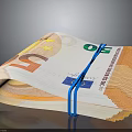 Bundled Stack of 50 Euro Banknotes Secured with Blue Strap