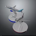Detailed Airplane Models On Transparent Bases With Blue And Red Accents