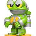 Green Robot Doll With Big Eyes Silver Armors And Backpack