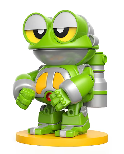 Green Robot Doll With Big Eyes Silver Armors And Backpack 3d model Green Robot Doll With Big Eyes Silver Armors And Backpack 3d model