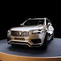 Silver Volvo SUV With Modern Front Grille And Alloy Wheels On Display Platform 3d model