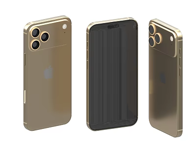 Apple Gold Smartphone With Triple Camera Front Display And Modern Design 3d model