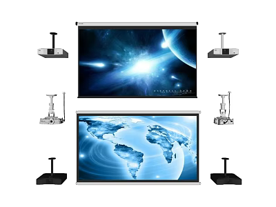 Projection Monitoring System With Dual Screens Mounting Brackets And High Definition 3d model