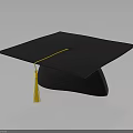 Dark Blue Graduation Cap With Yellow Tassel Classic Academic Attire Design