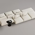 Modern White Sectional Sofa with Modular Design Plush Cushions and Small Black Coffee Table 3d model
