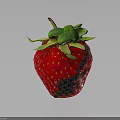 Juicy Fresh Red Strawberry With Vibrant Green Leaves Placed On Dark Reflective Background