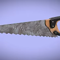 Hand Saw With Metal Serrated Blade And Wooden Black Handle