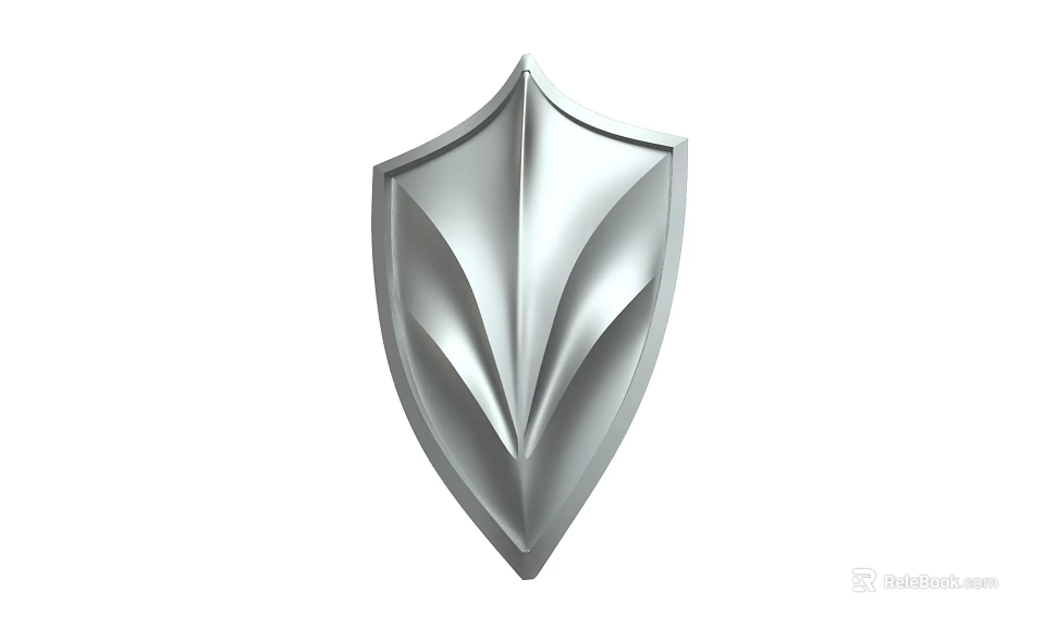 Silver Metallic Shield With Modern Streamlined Design As Defensive Weapon 3d model 
