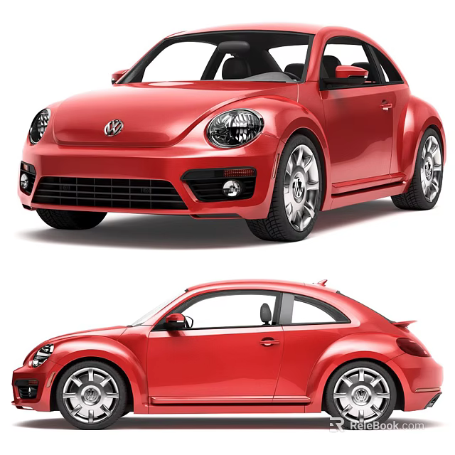 Red Volkswagen Beetle Two Door Car Exterior Design And Styling Features 3d model 