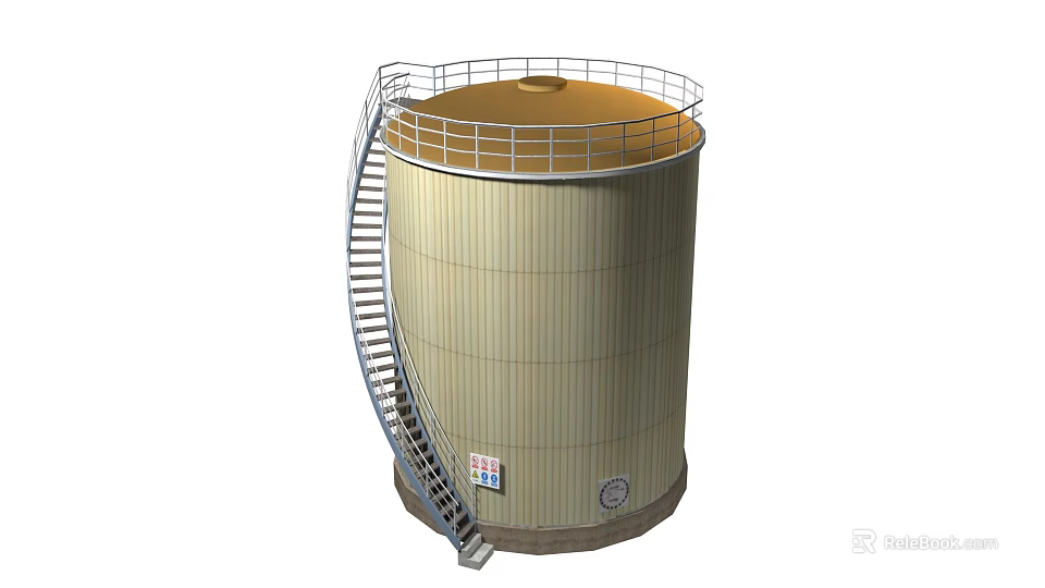 Industrial Storage Tank With Metal Structure Staircase Top Railing And Gauge 3d model 