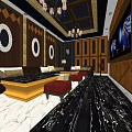 KTV Luxury Interior Design With Comfortable Sofas Large TV And Elegant Decor 3d model