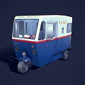 Blue And White Three Wheel Taxi Vehicle With LAS VEGAS Sign And Open Cabin