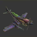 Colorful Futuristic Airplane Model With Artistic Design And Vibrant Neon Accents