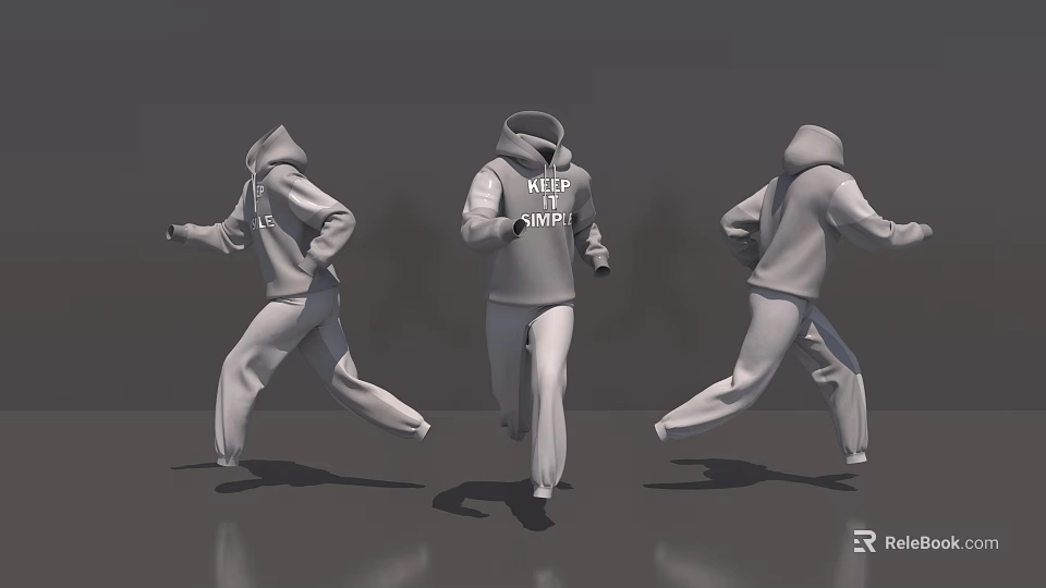Keep Running Printed Hoodie And Sweatpants Active Running Outfit Design 3d model 
