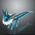 Vibrant Blue Creature Character 3D Design Featuring Pointed Ears Frilled Neck And Finned Tail 3d model