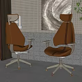 Modern Brown Leather Office Chair High Back Ergonomic Design With Swivel Wheels