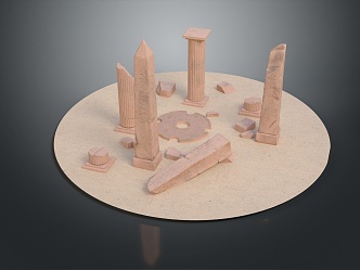 Modern Pillar Monument Site Stone Pillar Monument Site 3d model