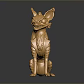 Golden Fox Game Movie Character With Fantasy Armor Texture Curled Tail And Pointed Ears