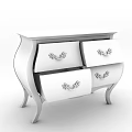 Teal Vintage Chest of Drawers with Golden Handles and Curved Legs