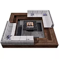 Cozy Outdoor Sofa In Wooden Deck Living Space With Fire Pit And Cushions