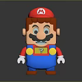 Super Mario Inspired Plush Doll With Red Hat M Logo Blue Overalls And Question Mark 3d model